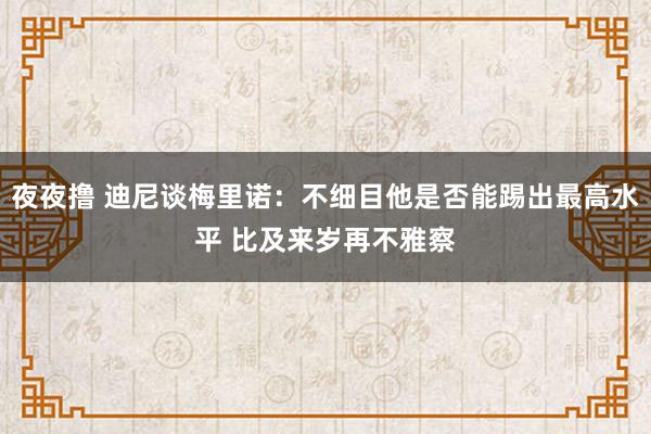 夜夜撸 迪尼谈梅里诺：不细目他是否能踢出最高水平 比及来岁再不雅察