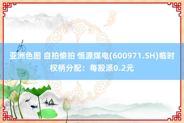 亚洲色图 自拍偷拍 恒源煤电(600971.SH)临时权柄分配：每股派0.2元