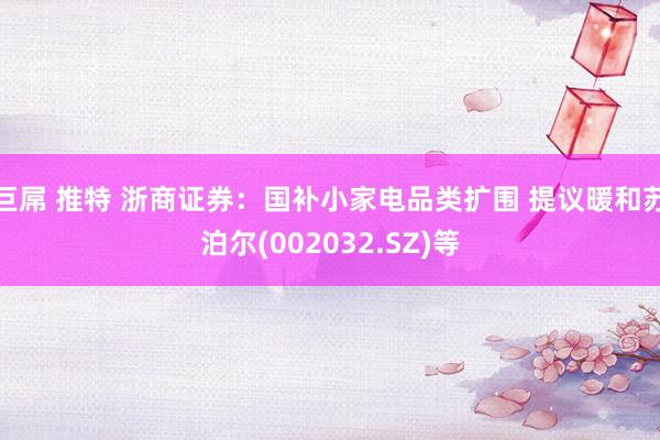 巨屌 推特 浙商证券：国补小家电品类扩围 提议暖和苏泊尔(002032.SZ)等