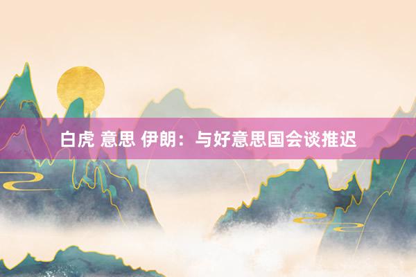 白虎 意思 伊朗：与好意思国会谈推迟