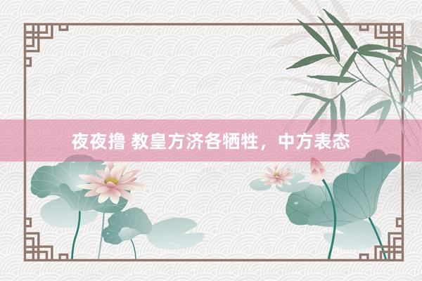 夜夜撸 教皇方济各牺牲，中方表态