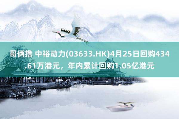 哥俩撸 中裕动力(03633.HK)4月25日回购434.61万港元，年内累计回购1.05亿港元